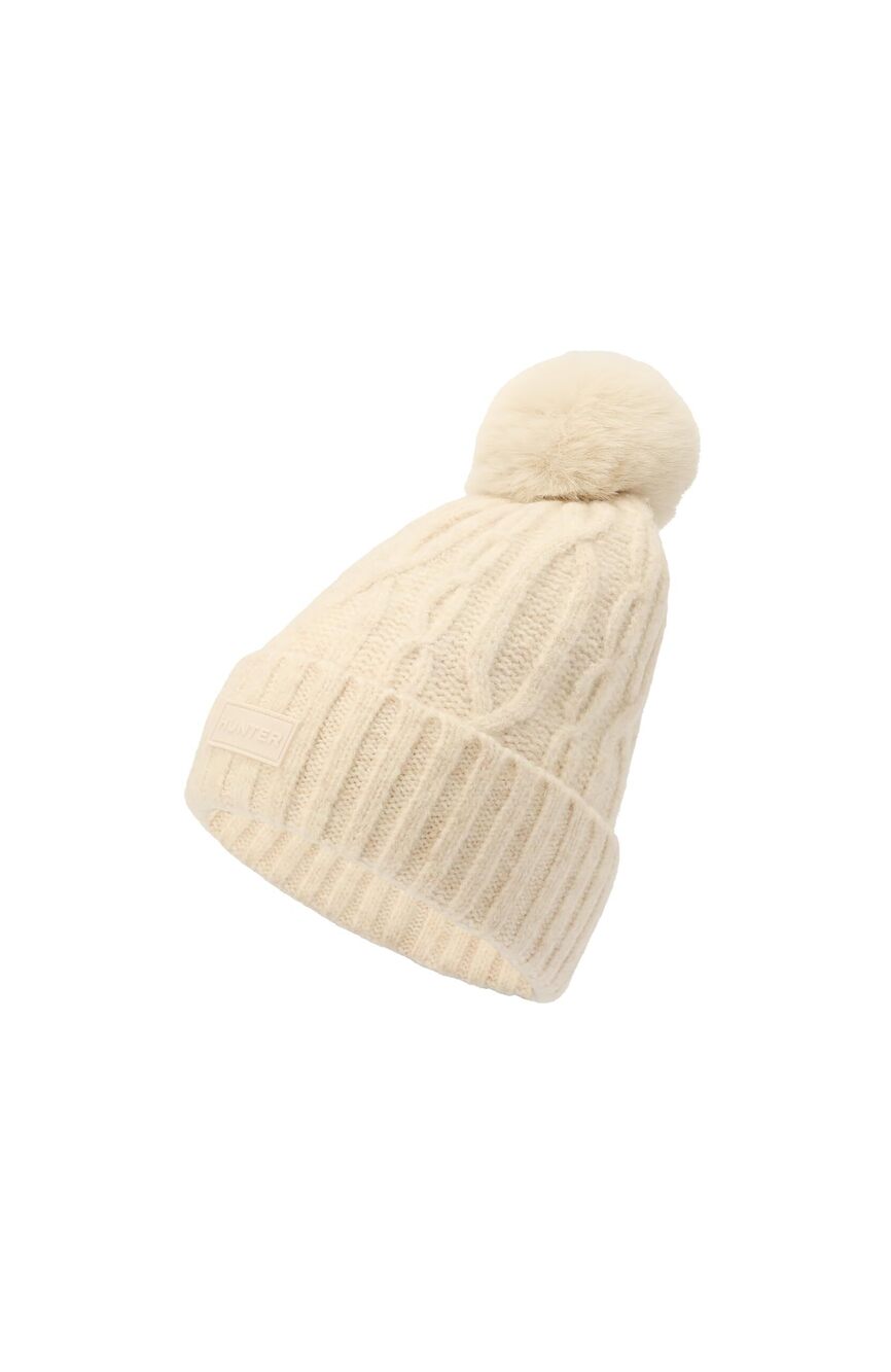 5494 Cable Cuff Beanie with Faux Fur Pom, Comfortable & Warm Fashion